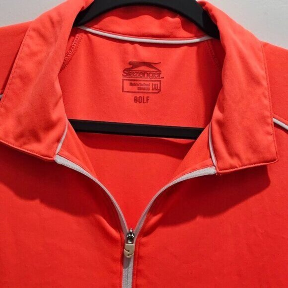 Slazenger Women's Coral Golf Polo XL w/ White Accents & Zip Collar - Picture 4 of 16